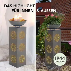 EasyMaxx LED-Dekosäule Metall 87 cm inkl. Pflanzschale Grau