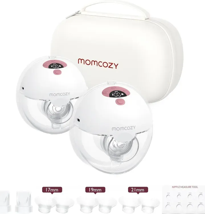 Momcozy M5 Tragbare Milchpumpe, Freihändige kabellose elektrische Pumpe, 3 Modi 9 Saugstufen, BPA-frei, Tragbar leicht, 24 mm Flansch, 2er-Pack Cozy Rot