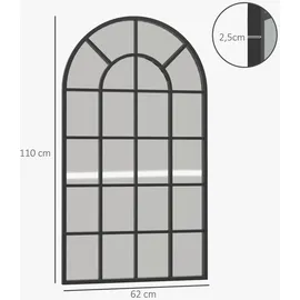 Homcom Wandspiegel Garderobenspiegel 110 x 62cm Flurspiegel mit Metallrahmen Hängespiegel Wohnzimmerspiegel für Schlafzimmer Schwarz