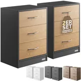 CASARIA Nachttisch Eloise 2er-Set Holz/Grau 54x39x28cm
