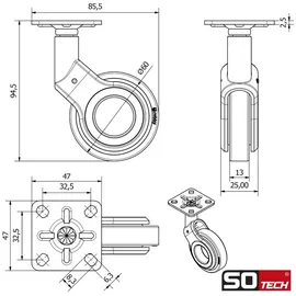 SOTech Möbelrolle Berlin Ø 60 mm