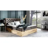 Fun Möbel Boxspringbett Schlafzimmerbett DIONA 180x200cm Stoff Braun inkl. Bettkasten - Braun