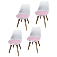 HTI-Living Esszimmerstuhl Stuhl Atlanta PU Muster 4er-Set (Set, 4 St), Esszimmerstuhl Kunststoffschale Kunstlederbezug Holzfüße rosa|weiß