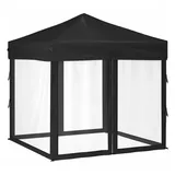 vidaXL Partyzelt Faltbar mit Mesh-Seitenwänden Schwarz 2x2 m