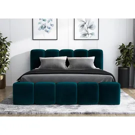 mebloland Polsterbett SONIC -OM 140 x 200 mit Bettkasten. Farbe: Grün - Grün