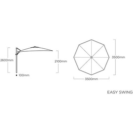 Kettler Easy Swing Ampelschirm Aluminium/Polyester Ø350 cm UPF50+