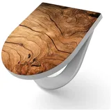 DEQORI WC-Sitz 'Detaillierte Holzmaserung', WC Toilettensitz bedruckt Klobrille Toilettendeckel Motiv WC-Brille braun