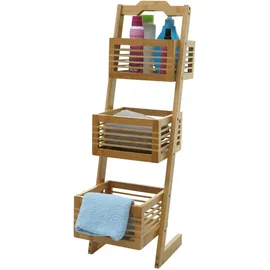 Mendler Regal HWC-M21, Standregal Badregal Ablageregal Wohnregal mit 3 Körben, Bambus 77x23x30cm