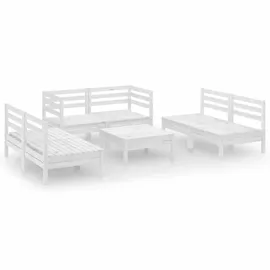 vidaXL 7-tlg. Garten-Lounge-Set Weiß Massivholz Kiefer