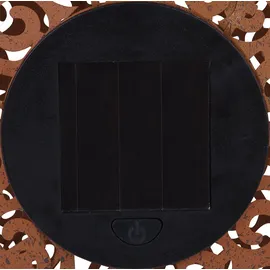 ETC Shop Solarleuchte rost Solarlampe für Außen Kugel Solar Garten Deko Erdspieß, mit orientalischem Lichteffekt, Metall, 1x LED warmweiß, DxH 18x52,5 cm
