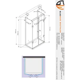 Buylando Emma Duschkabine 80 x 120 cm U-Form weiß transparent