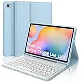 FOGARI Tastatur Hülle für Samsung Galaxy Tab S6 Lite 10,4 Zoll (2024/2022/2020), Deutsches QWERTZ Magnetisch Abnehmbarer Bluetooth Tastatur für Samsung Galaxy Tab S6 Lite 10.4", Hellblau