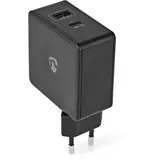 Nedis WCPD45W100BK - Anzahl der Ausgänge: 2, USB-A, USB-CTM, Kein Kabel im Lieferumfang enthalten, Automatische S