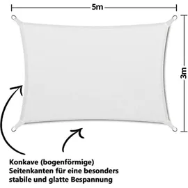 casa pura Wasserabweisendes Wasserabweisendes Sonnensegel rechteckig 300 x 500 cm Weiß