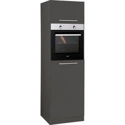 Backofen/Kühlumbauschrank WIHO KÜCHEN „Unna“ Schränke Gr. B/H/T: 60 cm x 200 cm x 57 cm, 2 St., front und korpus: anthrazit Backofenumbauschrank Kühlschrankumbauschrank Kühlschrankumbauschränke 60 cm breit
