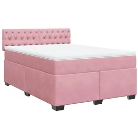 vidaXL Boxspringbett 140 x 200 cm Dunkelrosa