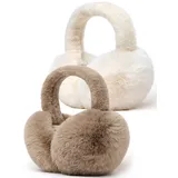 Unning 2 Stück Ohrenwärmer Damen Winter Verstellbar Ohrenschützer Faltbare Warme Weiche Ohrenschutz Earmuffs für Women