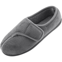 Git-up Diabetiker Hausschuhe Schuhe für Männer Arthritis Ödem Verstellbare Verschluss Memory Foam Hausschuhe, Gray 15 - 48 EU