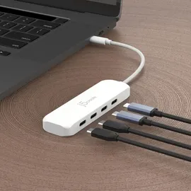 j5create Umweltfreundlicher USB-C-zu-Hub Typ C Gen 2 mit 4 Anschlüssen, - Weiß