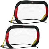 Homcom Fußballtore 2er Set Fußballnetz Minitore Faltbar für den Garten oder Park für Kinder und Erwachsene Stahl Polyester Schwarz 120 x 80 x 80 cm