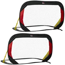 Homcom Fußballtore 2er Set Fußballnetz Minitore Faltbar für den Garten oder Park für Kinder und Erwachsene Stahl Polyester Schwarz 120 x 80 x 80 cm