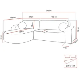 lookway Eckcouch mit Schlaffunktion und Bettkasten Grau