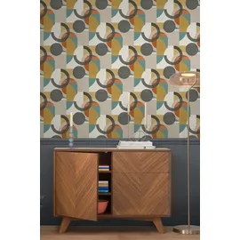 NEXT Retro Shapes Geo Vliestapete 10 m x 0,53 m 1 St orange
