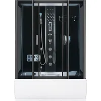 KERRA Hydromassage Duschkabine XL mit Badewanne rechts 151 x 86 cm Schwarz