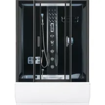 KERRA Hydromassage Duschkabine XL mit Badewanne rechts 151 x 86 cm Schwarz