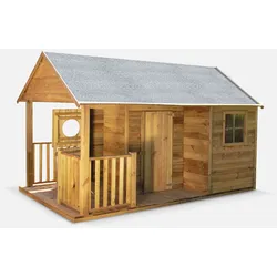 Maisonnette mit Veranda aus-Holz (4,5 m2), Rose - Hütte aus kesseldruckimprägniertem Kiefernholz