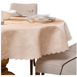 Simurq Tischdecke Abwaschbar - Lotuseffekt, Wasserabweisend & Pflegeleicht Tischdecken (Tischdecke weiß Grau Beige Tischdecke Rund - Tischtuch Table Cloth) beige|gelb Rund | 160 cm x 0 cm