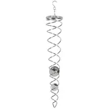 Spetebo Metall Windspirale Twister Silber - 43 cm - Deko Windspiel mit Glas Kugel - Sonnenfänger Lichtspiel für Garten Balkon Fenster