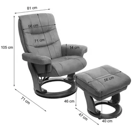 MCA Furniture MCA Relaxsessel MCW-J42, Fernsehsessel TV-Sessel Hocker, Stoff ~ schwarz-braun Wildleder-Imitat, Gestell naturbraun