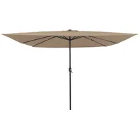 VidaXL Sonnenschirm mit LED-Leuchten Quadratisch 295x245 cm Taupe