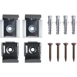 Spiegelklammern-Set, Niro poliert (Ausführung: Spiegelklammern Niro poliert 4-teilig mit 2 Ober-& Unterteilen mit Schrauben und Dübeln Standard)