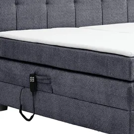 m-punkt Boxspringbett ADRIA MIT MOTOR mit Bettkasten 200 x 200 cm Boucle` Anthrazit mit Visco Topper Bett Bettkasten Taschenfederkern - Grau