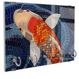 DEQORI Schlüsselbrett 'Mosaik der Wasserwelt', (1 St), Schlüsselhalter Schlüssel Haken Schlüsselboard modern Schlüsselleiste blau|orange