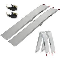 TRUTZHOLM 2 x Alu Auffahrrampen klappbar 205 cm 680 kg grau rutschfest gerill...
