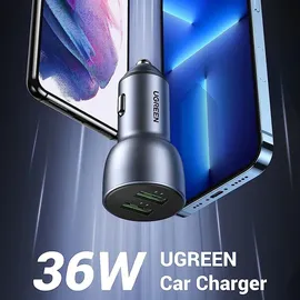 UGREEN KFZ-Ladegerät 2x USB 36W Quick Charge grau