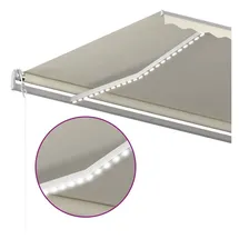 vidaXL Automatische Markise mit LED & Windsensor 600x300 cm Creme