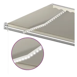 vidaXL Automatische Markise mit LED & Windsensor 600x300 cm Creme