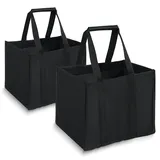 LUKDUNG 2 Stück Flaschentasche 12 Flaschen, Flaschenträger für 1,5 Liter Flaschen, Tragetasche mit Trennwänden für Flaschen, Wiederverwendbar Handtasche für Getränketasche Bierflaschen Weinflasche