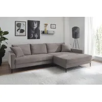 Trends by HG Ecksofa »Summer L-Form«, in Cord-Stoff mit Metallfuß grau