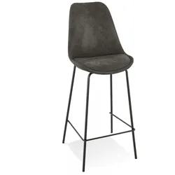 Mittelhoher Snackhocker aus Mikrofaser und Metall | Eleganter Küchenhocker mit gepolsterter Rückenlehne | Vintage Stil | Kadima Design