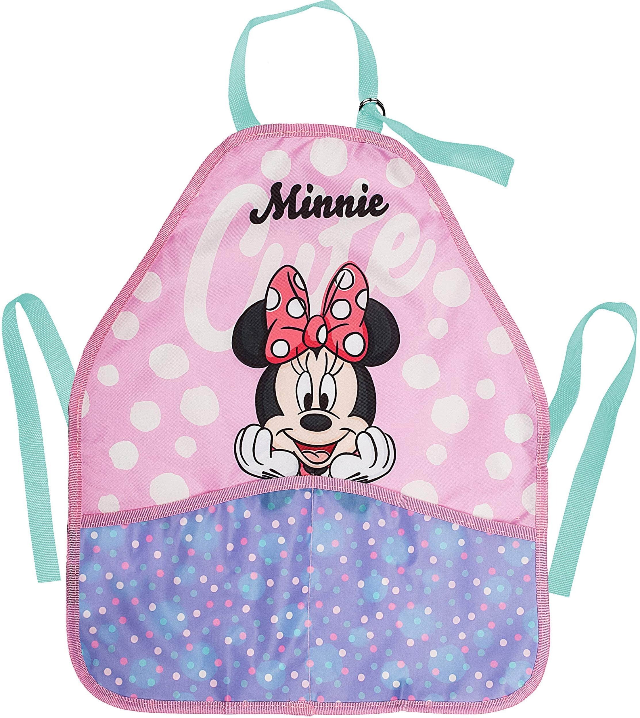 Kinderschürze/Schürze - Disney - Minnie Mouse - größenverstellbar - mit 2 Taschen - mitwachsend - universal/beschichtet & wasserdicht - für Mädchen Mädche..