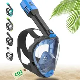 Khroom Schnorchelmaske Erwachsene Vollmaske | In Höhle der Löwen vorgestellt | Unsere Beste CO2 sichere Tauchermaske Seaview Pro zum Schnorcheln | Vollgesichtsmaske Schnorchelmaske (L/XL, Blau)