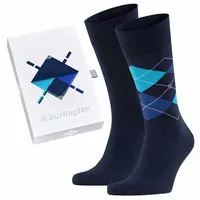 Burlington Herren Socken, 2er Pack - Geschenk-Box "Basic Gift Box" - Mixed 2-Pack, Baumwolle, One Size Blau 40-46