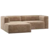 Woood Ecksofa Chaiselongue Bean - Chenille-Samt Taupe, Links