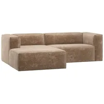 Woood Ecksofa Chaiselongue Bean - Chenille-Samt Taupe, Links