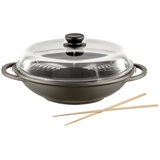 Berndes Wok mit Glasdeckel und Zubehör 32 cm, Wokpfanne